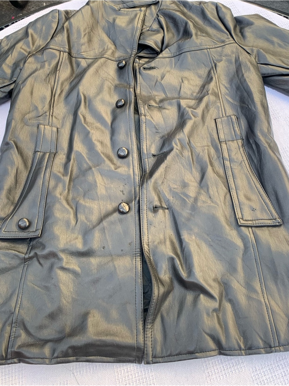 Vintage Amerex Black Faux Leather Jacket Made in Japan Size M